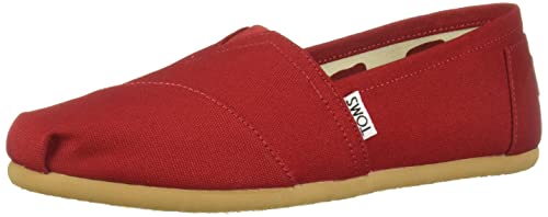 TOMS womens Classic Core Alpargata Slip On, Red Canvas, 7 US
