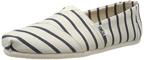 TOMS Men's Classic Slip On Shoe White/Navy Riviera Stripe (10)