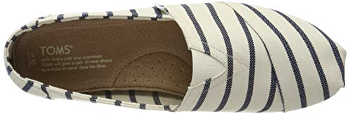 TOMS Men's Classic Slip On Shoe White/Navy Riviera Stripe (10)