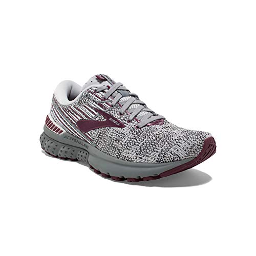 Brooks Womens Adrenaline GTS 19 Running Shoe - Grey/White/Fig - B - 7.5