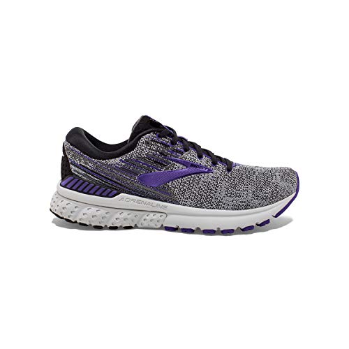 Brooks Womens Adrenaline GTS 19 Running Shoe - Black/Purple/Grey - B - 8.5