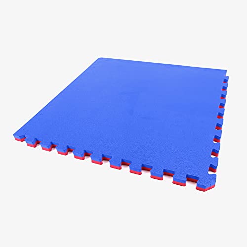 IncStores 1 Inch Thick MMA Foam Flooring Tiles | Extra Thick Interlocking Foam Tiles for Mixed Martial Arts Floor Protection in Your Home Gym, Training Facility, and More | Blue/Red, 15 Tiles