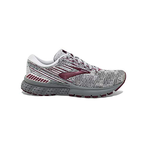 Brooks Womens Adrenaline GTS 19 Running Shoe - Grey/White/Fig - B - 7.0