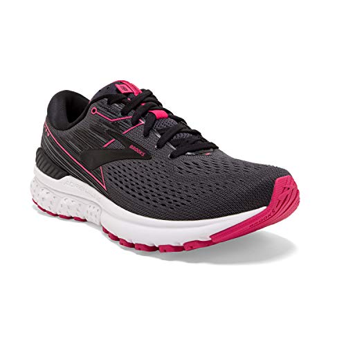 Brooks Womens Adrenaline GTS 19 Running Shoe - Black/Ebony/Pink - B - 6.5