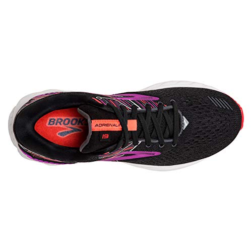 Brooks Womens Adrenaline GTS 19 Running Shoe - Black/Purple/Coral - B - 5.5