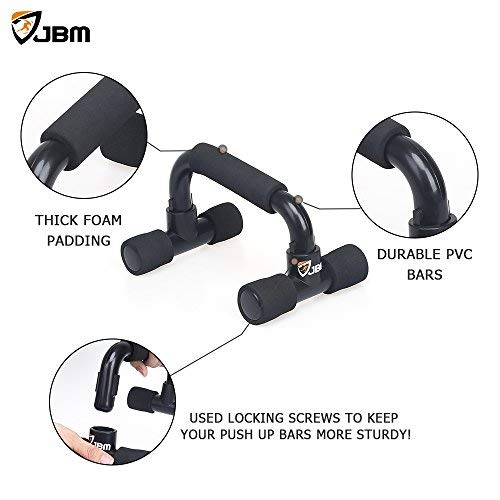 JBM Perfect Muscle Push up Pushup Bars Stands Handles Aid Equipment for Men and Women Pushups Pushup Push-up Workout Pairs of Slip-Resistant Polypropylene Push up Exercise (Black, Adult)