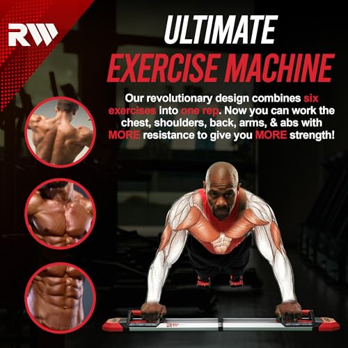 Iron Chest Master Push Up Machine - The Perfect Chest Workout. Fully Assembled with Built-in Resistance Bands. Includes Workout Programs