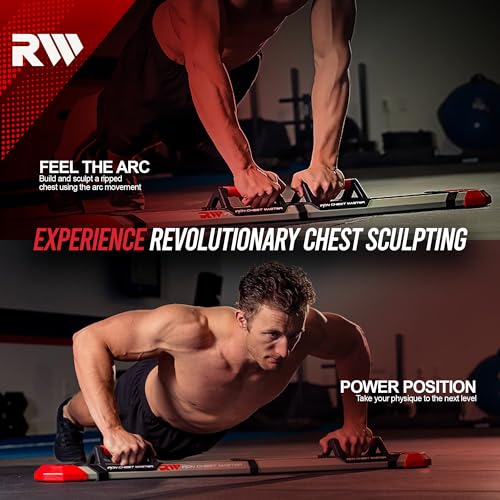 Iron Chest Master Push Up Machine - The Perfect Chest Workout. Fully Assembled with Built-in Resistance Bands. Includes Workout Programs