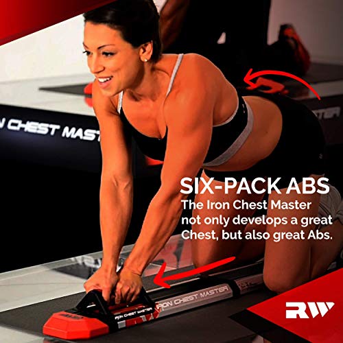 Iron Chest Master Push Up Machine - The Perfect Chest Workout. Fully Assembled with Built-in Resistance Bands. Includes Workout Programs