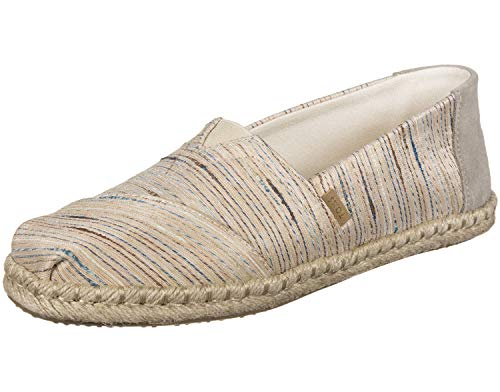 TOMS Espadrilles Birch Metallic Slub Stripe 10013506 Women's Size 6