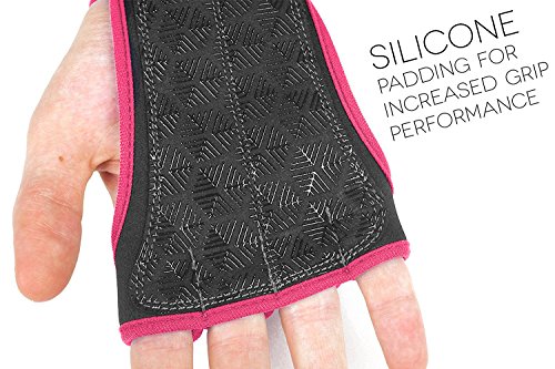 ProFitness Neoprene Workout Gloves with Silicone Non-Slip Grip – WODs, Weightlifting, Cross Training – Wrist Strap Support – Unisex for Men and Women (Pink, X-Large)