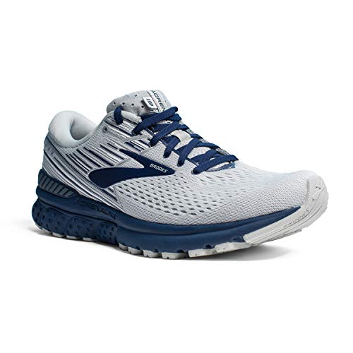 Brooks Mens Adrenaline GTS 19 Running Shoe - White/Grey/Navy - D - 8.5
