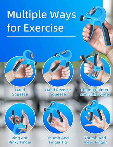 Longang Hand Grip Strengthener Adjustable Resistance 11-132 Lbs (5-60kg) - Hand Gripper Exerciser, Strengthen Grip, Hand Squeezer, Wrist Strengthener and Hand Workout