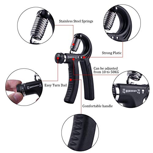 Luxon 2 Pack Hand Grip Strengthener Adjustable Resistance 22-110 Lbs (10 - 50kg) -Hand Grip Exerciser, Strengthen Grip, Hand Squeezer, Forearm Grip, Hand Exercise, Gripper, Finger Strengthener