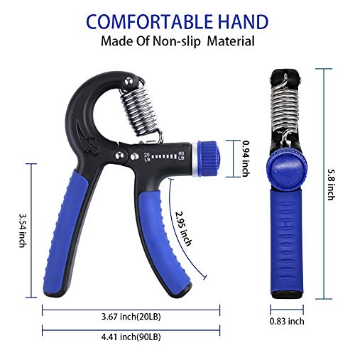 Hand Grip Strengthener - 2 Pack Forearm Exerciser Adjustable Resistance 20-90lbs Hand Squeezer for Men,Women - Grip Workout and Hand Rehabilitation