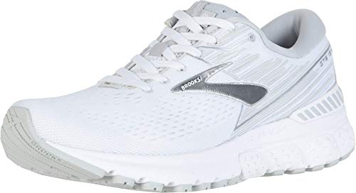 Brooks Womens Adrenaline GTS 19 Running Shoe - White/White/Grey - B - 10.5