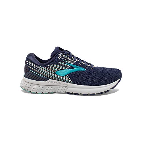Brooks Womens Adrenaline GTS 19 Running Shoe - Navy/Aqua/Tan - B - 5.0