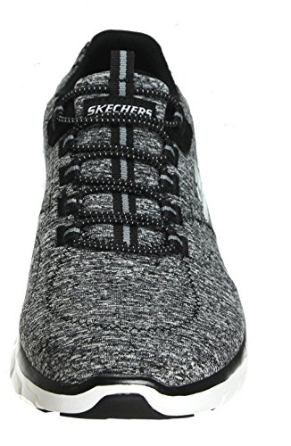 Skechers Synergy Beyond Words Women's Fashion Sneaker, Black/White/Silver, 6 Wide US