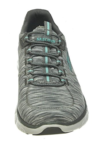 Skechers Synergy High Spirited Women's Fashion Sneaker, Grey/Light Blue, 6 Wide US