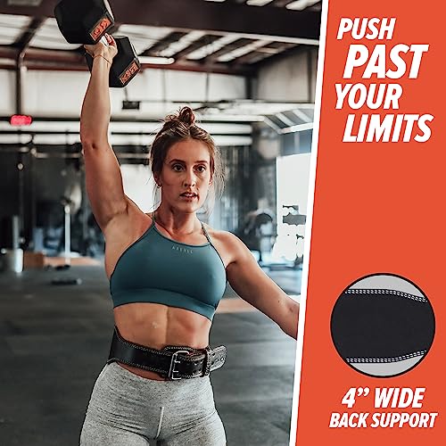 Leather Weight Lifting Belt for Men, Womens Weight Lifting Belts, Back Belt Weightlifting, Squat Belts for Men, Weight Training Belt, Deadlift Belt for Men, Clip Lifting Belt (Small, Black/White)
