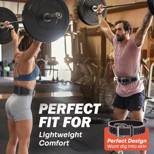 Leather Weight Lifting Belt for Men, Womens Weight Lifting Belts, Back Belt Weightlifting, Squat Belts for Men, Weight Training Belt, Deadlift Belt for Men, Clip Lifting Belt (Small, Black/White)