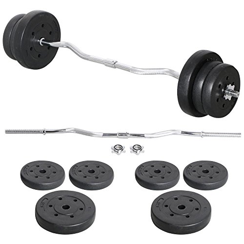 Yaheetech 55lb Olympic Barbell Dumbbell Weight Set Gym Lifting Exercise Workout Olympic Bar Curl Bar