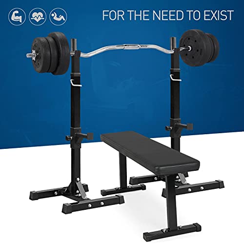 Yaheetech Barbell Weight Set - Olympic Curl Bar & 6 Olympic Weights & 2 Olympic Barbell Clamps for Lifts 55LB