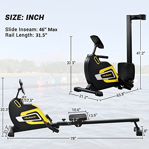 Merax Magnetic Exercise Rower Adjustable Resistance Rowing Machine (BK)