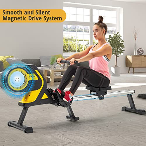 Merax Magnetic Exercise Rower Adjustable Resistance Rowing Machine (BK)