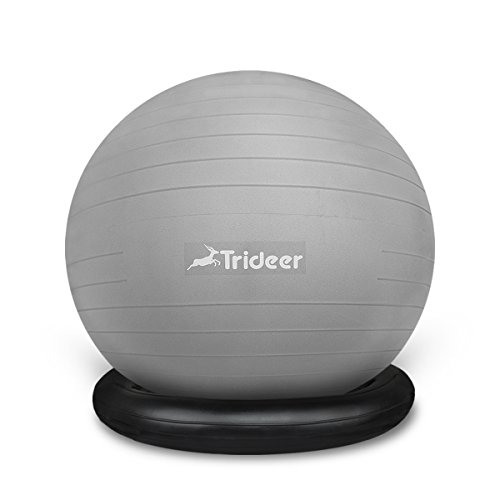 Trideer Ball Chair - Exercise Stability Yoga Ball with Base for Home and Office Desk, Ball Seat, Flexible Seating with Ring & Pump, Improves Balance, Back Pain, Core Strength & Posture£¨Ball with Ring