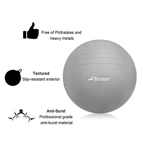 Trideer Ball Chair - Exercise Stability Yoga Ball with Base for Home and Office Desk, Ball Seat, Flexible Seating with Ring & Pump, Improves Balance, Back Pain, Core Strength & Posture£¨Ball with Ring