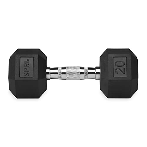 Dumbbells Hand Weights Set of 2 - 20 lb Rubber Hex Chrome Handle Exercise & Fitness Dumbbell for Home Gym Equipment Workouts Strength Training Free Weights for Women, Men