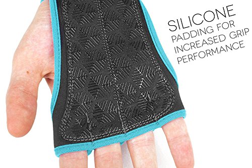 ProFitness Neoprene Workout Gloves with Silicone Non-Slip Grip – WODs, Weightlifting, Cross Training – Wrist Strap Support – Unisex for Men and Women (Turquoise, X-Large)