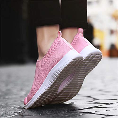 konhill Women's Walking Tennis Shoes - Lightweight Athletic Casual Gym Slip on Sneakers 8.5 US Pink