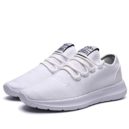 KEEZMZ Men's Running Shoes Fashion Breathable Sneakers Mesh Soft Sole Casual Athletic Lightweight (10, White)