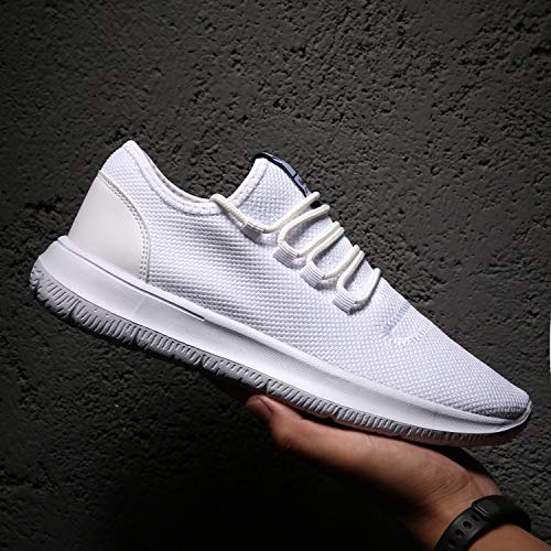 KEEZMZ Men's Running Shoes Fashion Breathable Sneakers Mesh Soft Sole Casual Athletic Lightweight (10, White)