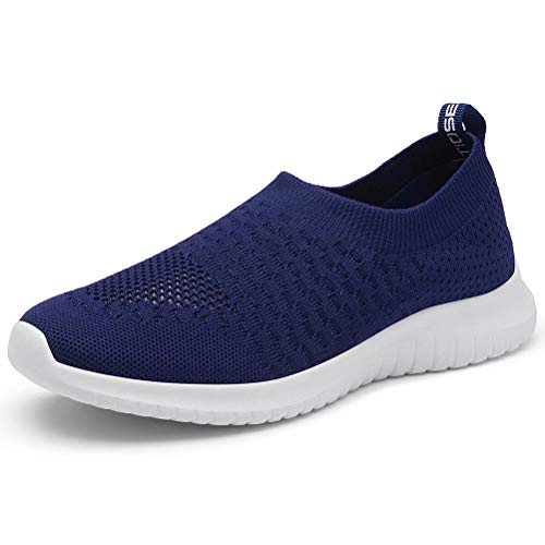 konhill Women's Walking Tennis Shoes - Lightweight Athletic Casual Gym Slip on Sneakers 11 US Navy