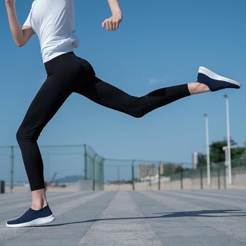konhill Women's Walking Tennis Shoes - Lightweight Athletic Casual Gym Slip on Sneakers 11 US Navy