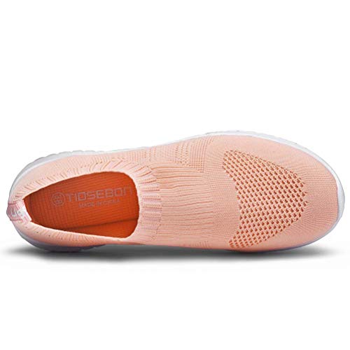 konhill Women's Walking Tennis Shoes - Lightweight Athletic Casual Gym Slip on Sneakers 6 US Shell Pink