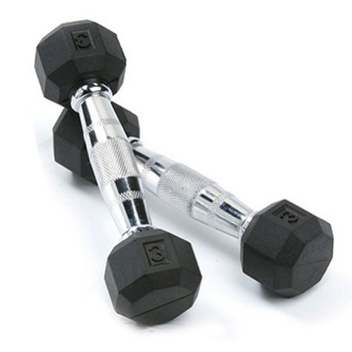 Dumbbells Hand Weights Set of 2 - 3 lb Rubber Hex Chrome Handle Exercise & Fitness Dumbbell for Home Gym Equipment Workouts Strength Training Free Weights for Women, Men