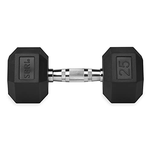 SPRI Dumbbells Hand Weights Set of 2 - Rubber Hex Chrome Handle Exercise & Fitness Dumbbell for Home Gym Equipment Workouts Strength Training Free Weights for Women, Men