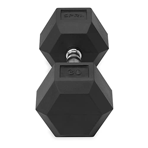 Dumbbell Hand Weight Single 30 lb Rubber Hex Chrome Handle Exercise & Fitness Dumbbell for Home Gym Equipment Workouts Strength Training Free Weights for Women, Men