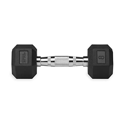 SPRI Dumbbells Deluxe Rubber Coated Hand Weights All-Purpose Color Coded Dumbbell for Strength Training (Set of 2) (8-Pound)