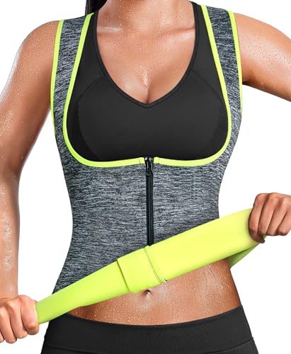 GAODI Women Waist Trainer Vest Slim Corset Workout Sweat Tank Top Zipper Compression Shirt Sauna Suit Body Shaper