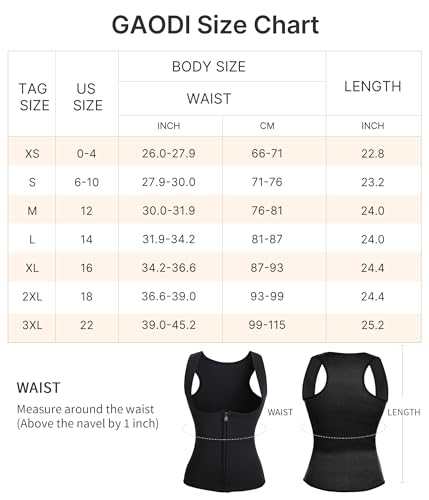 GAODI Women Waist Trainer Vest Slim Corset Workout Sweat Tank Top Zipper Compression Shirt Sauna Suit Body Shaper