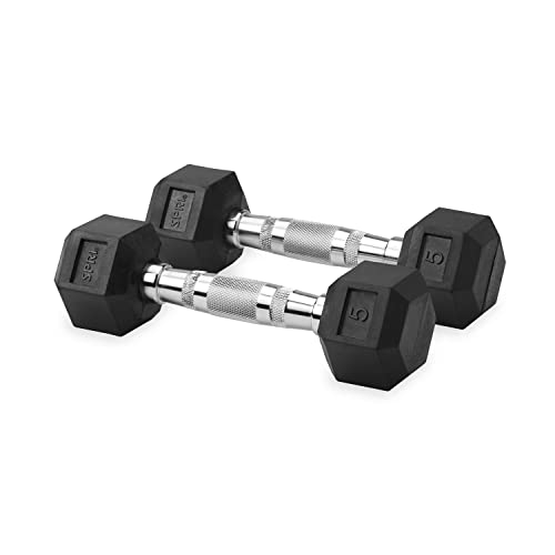 SPRI Deluxe Rubber Dumbbells (5-Pound) (Sold as set of 2)