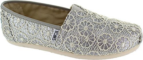 TOMS Silver Crochet Glitter Womens 10006150 (Size: 5.5)