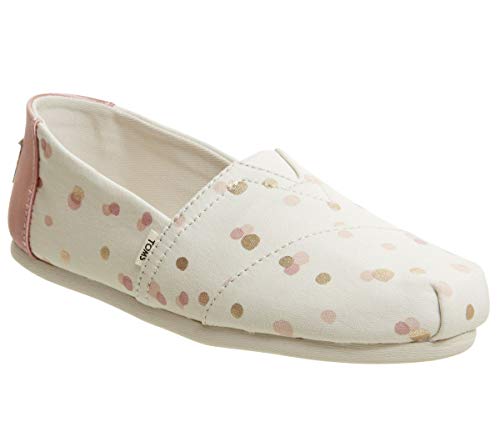 TOMS womens Alpargata flats shoes, Pale Blush Metallic Party Dots (Vegan), 5 US