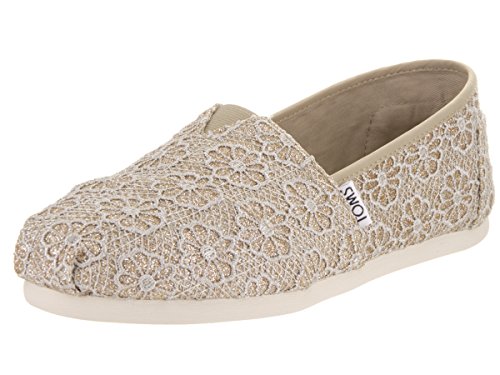TOMS Women's Classics Rose Gold Crochet Glitter Size 5.5