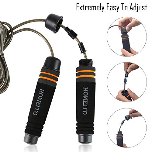 Homello Weighted Jump Rope (1LB) with Memory Foam Handles and Steel Cable - for Fitness, Crossfit, Boxing and MMA